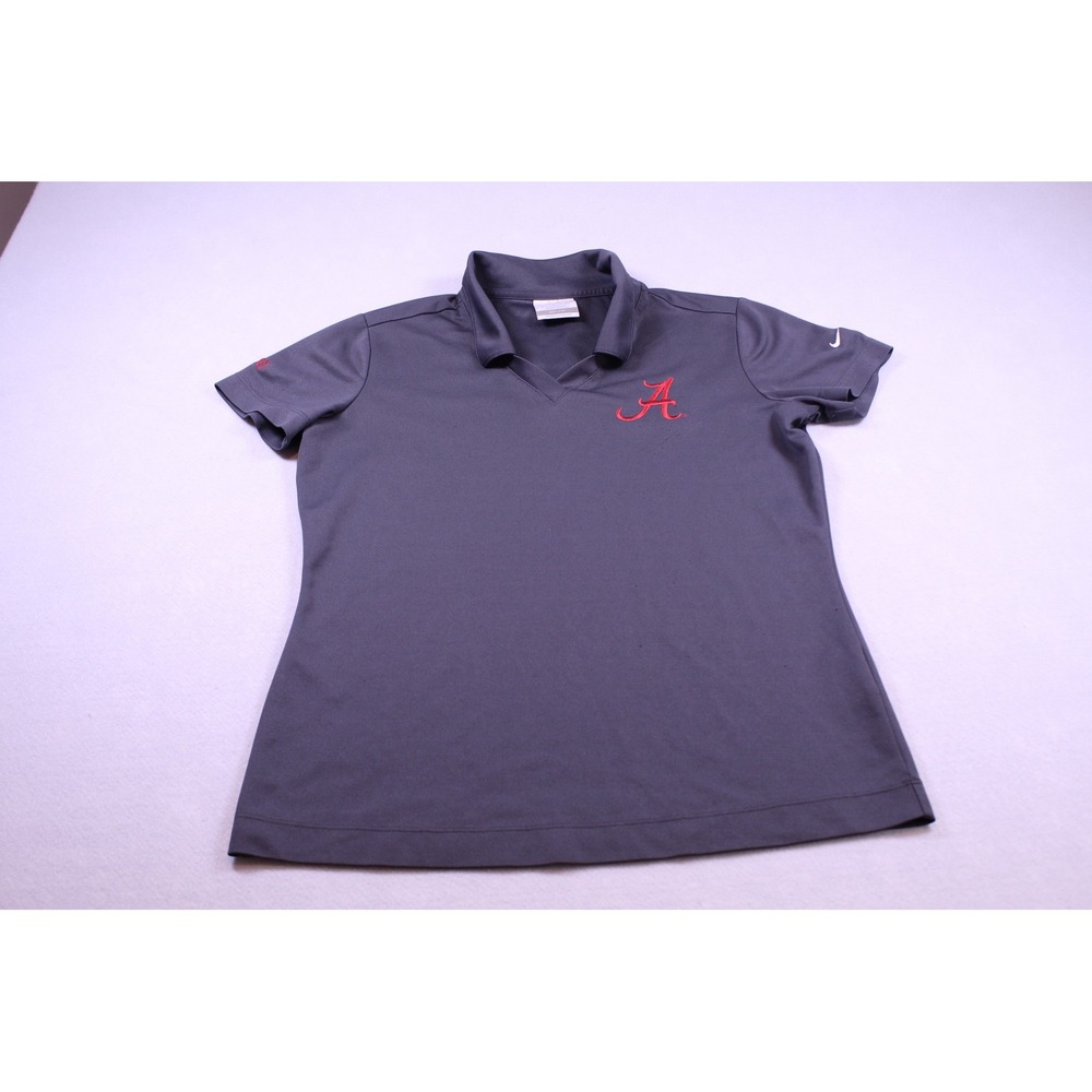 Nike Golf Alabama Crimson Tide Womens Polo Shirt Gray Dri-FIT V-Neck Small